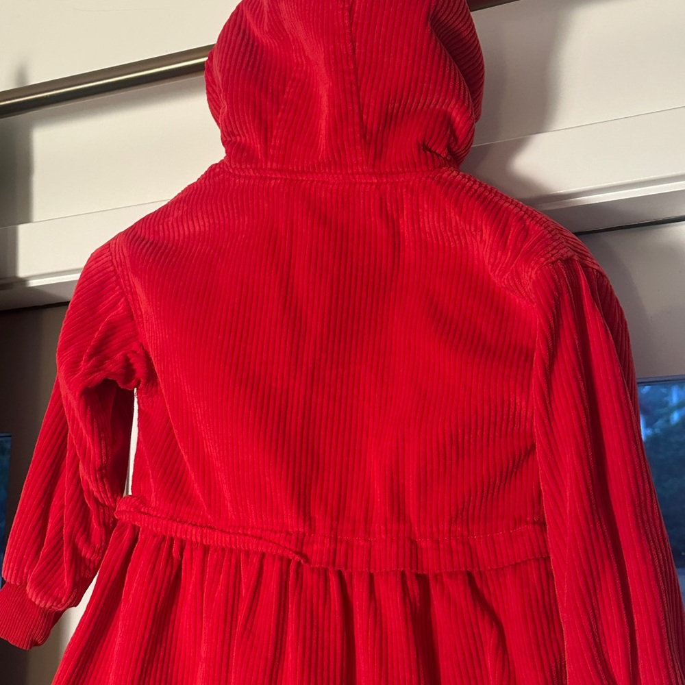 Stem Hooded Corduroy Fleece Lined Parka Jacket  - Vibrant Red - Girls Size 5 - Picture 5 of 13